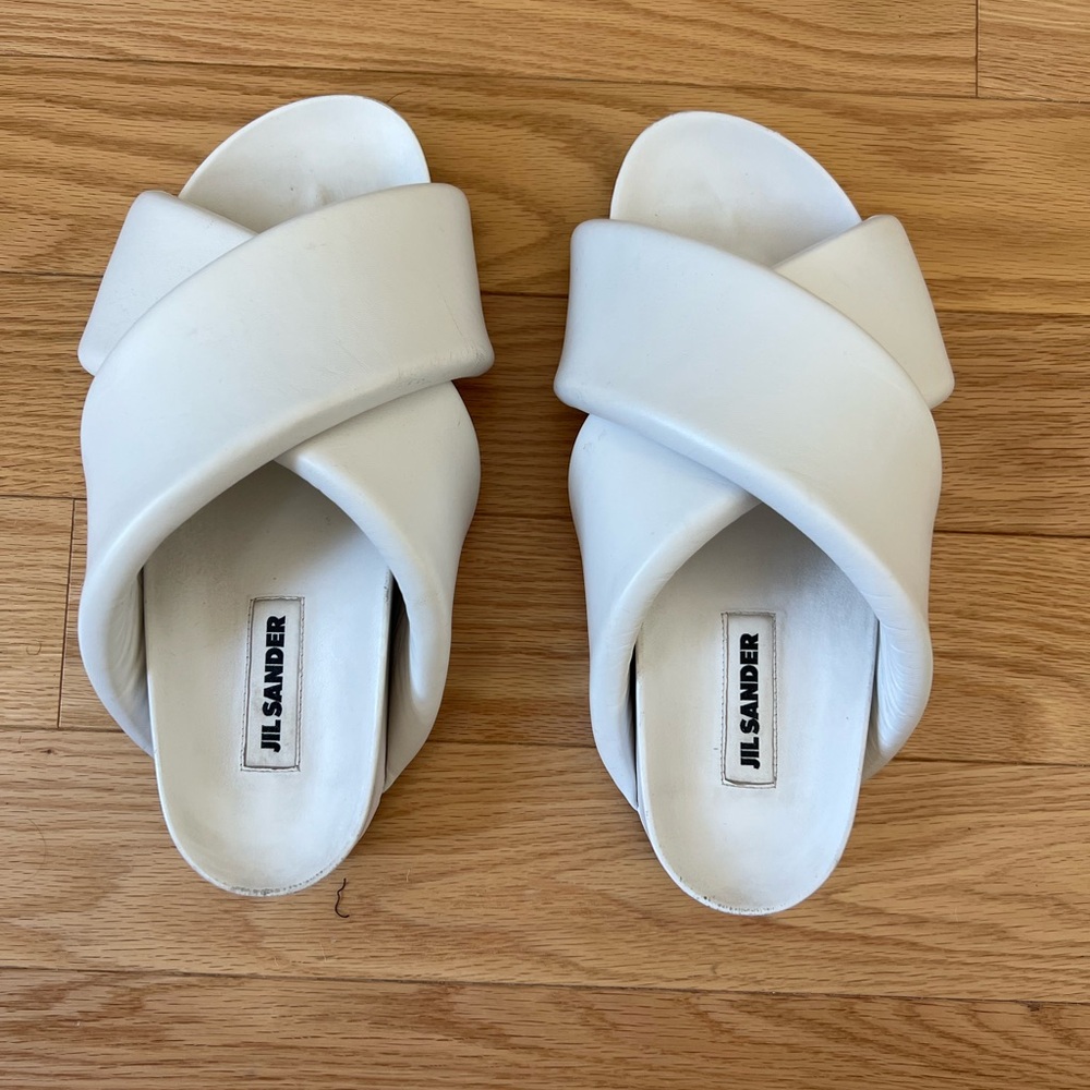 Jil Sander Women's Cream Cross Strap Sandals